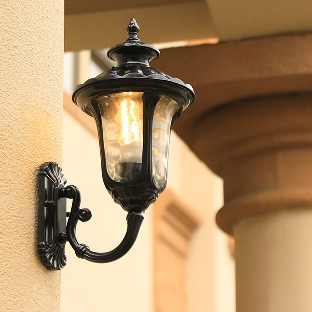 Traditional Textured Black Outdoor Wall Lantern