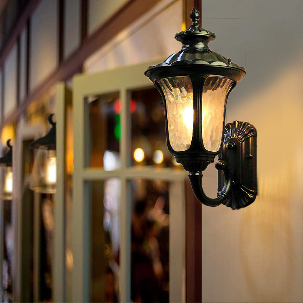 Traditional Textured Black Outdoor Wall Lantern