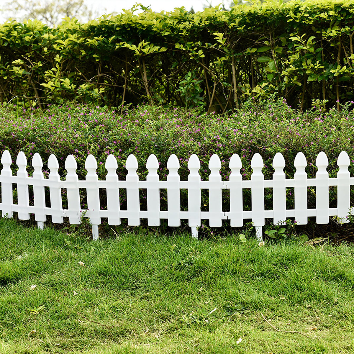 Plastic Picket Garden Fence Path Border Set of 4