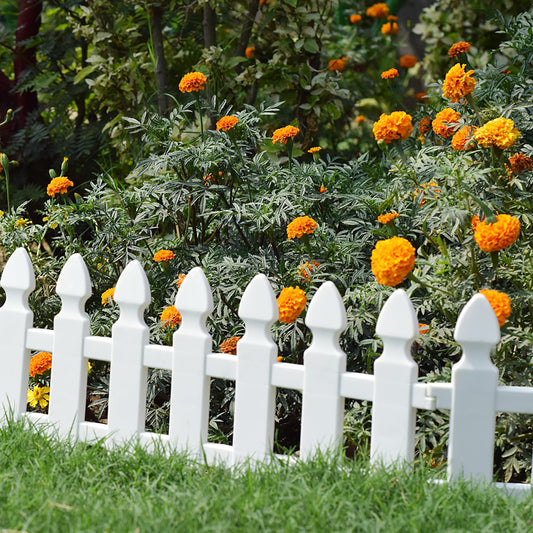 Plastic Picket Garden Fence Path Border Set of 4
