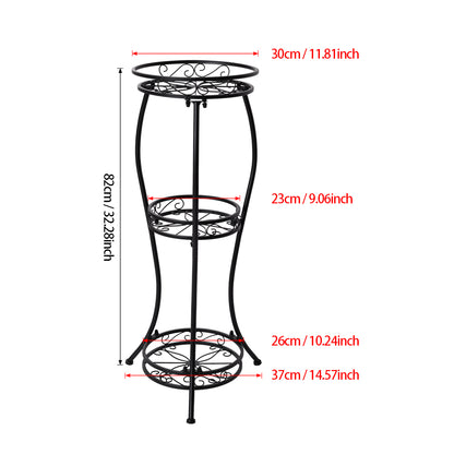 3-Tier Black Iron Plant Stand