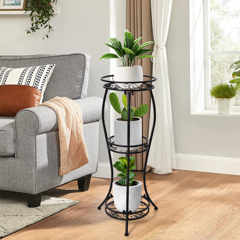 3-Tier Black Iron Plant Stand