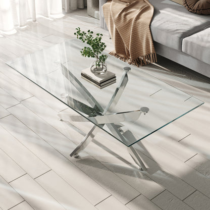 Modern and Futuristic Clear Glass Top Coffee End Table