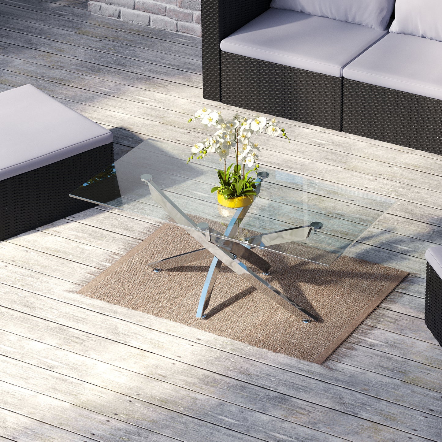 Modern and Futuristic Clear Glass Top Coffee End Table