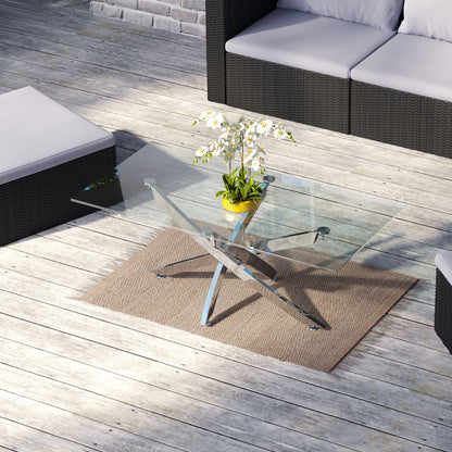 Modern and Futuristic Clear Glass Top Coffee End Table