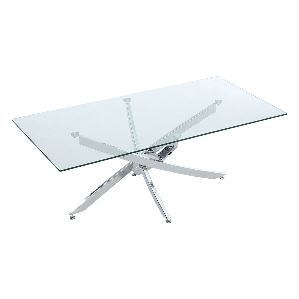 Modern and Futuristic Clear Glass Top Coffee End Table