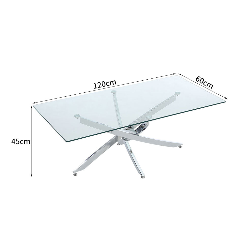 Modern and Futuristic Clear Glass Top Coffee End Table
