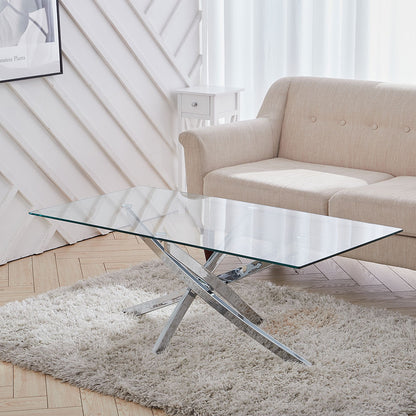 Modern and Futuristic Clear Glass Top Coffee End Table