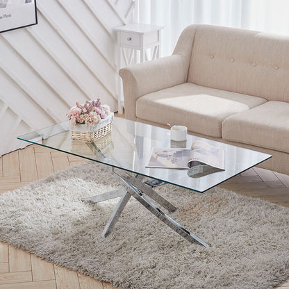 Modern and Futuristic Clear Glass Top Coffee End Table