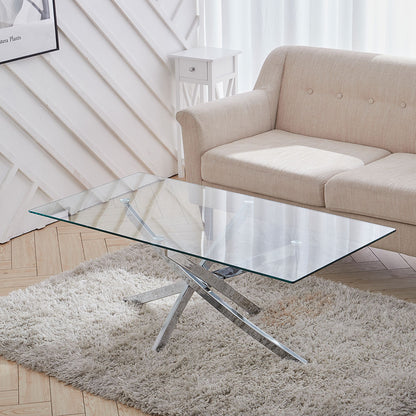 Modern and Futuristic Clear Glass Top Coffee End Table