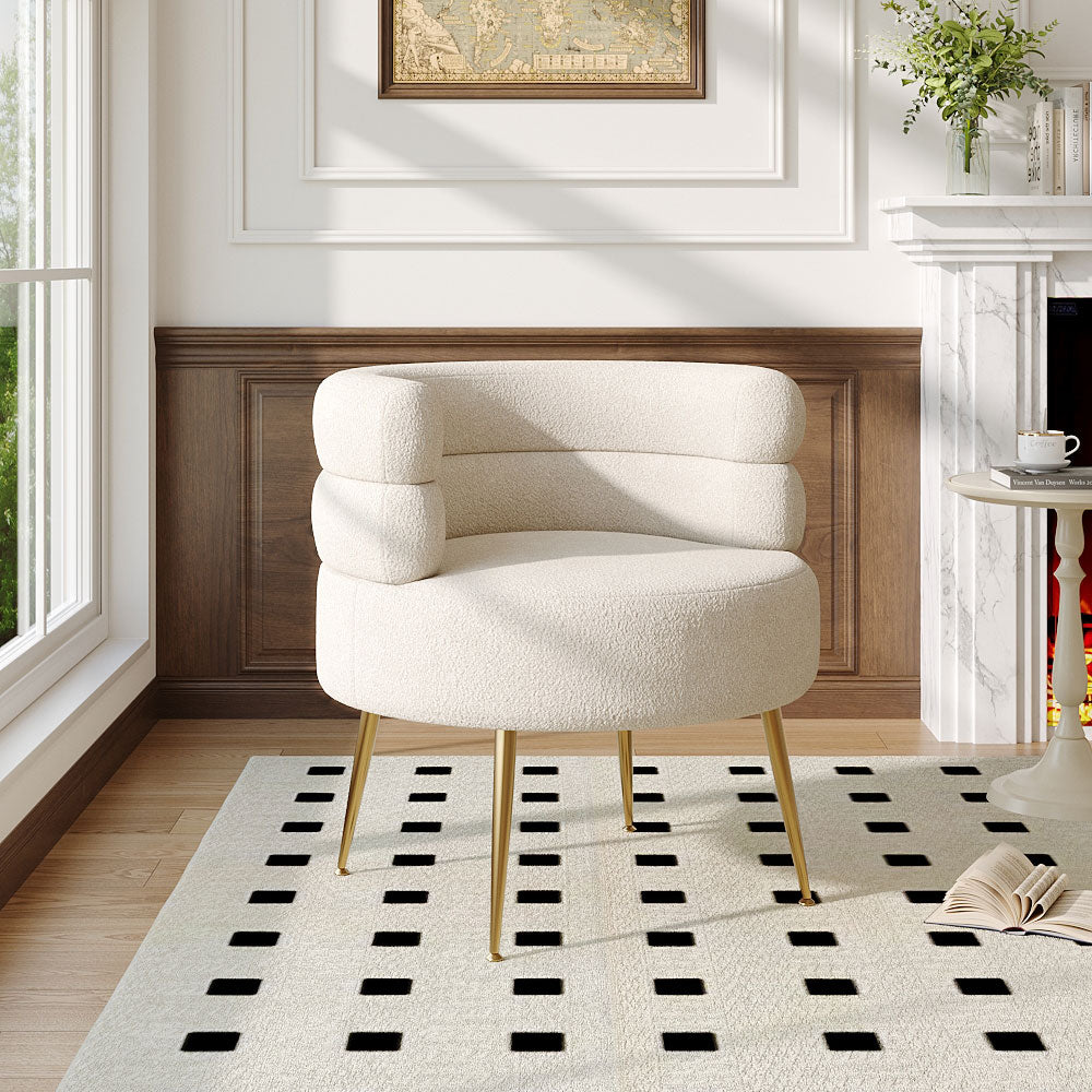 Curved Upholstered Single Sofa Accent Chair