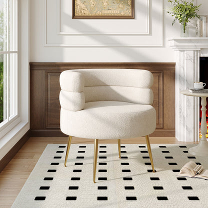 Curved Upholstered Single Sofa Accent Chair