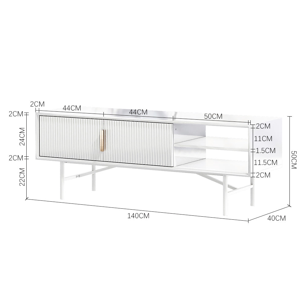 White Striped Wooden TV Stand