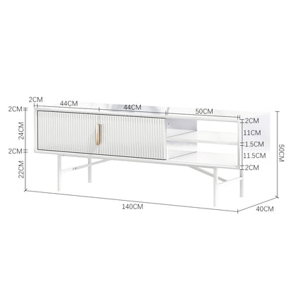 White Striped Wooden TV Stand