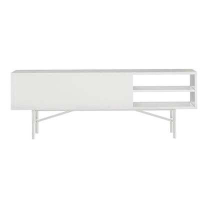 White Striped Wooden TV Stand