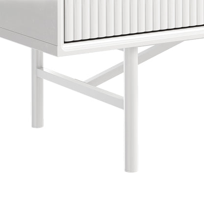 White Striped Wooden TV Stand