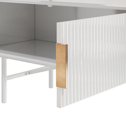 White Striped Wooden TV Stand