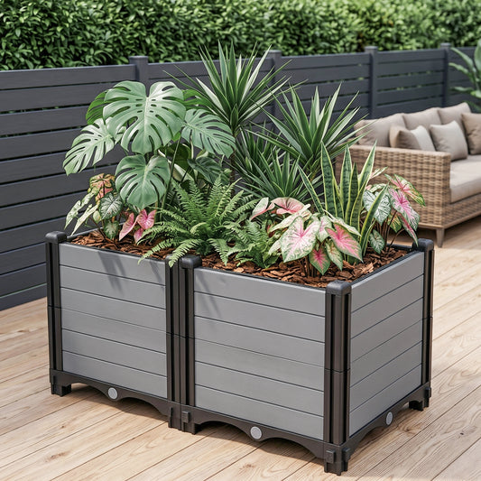 Plastic Raised Garden Bed Planter Box for Vegetables & Flowers