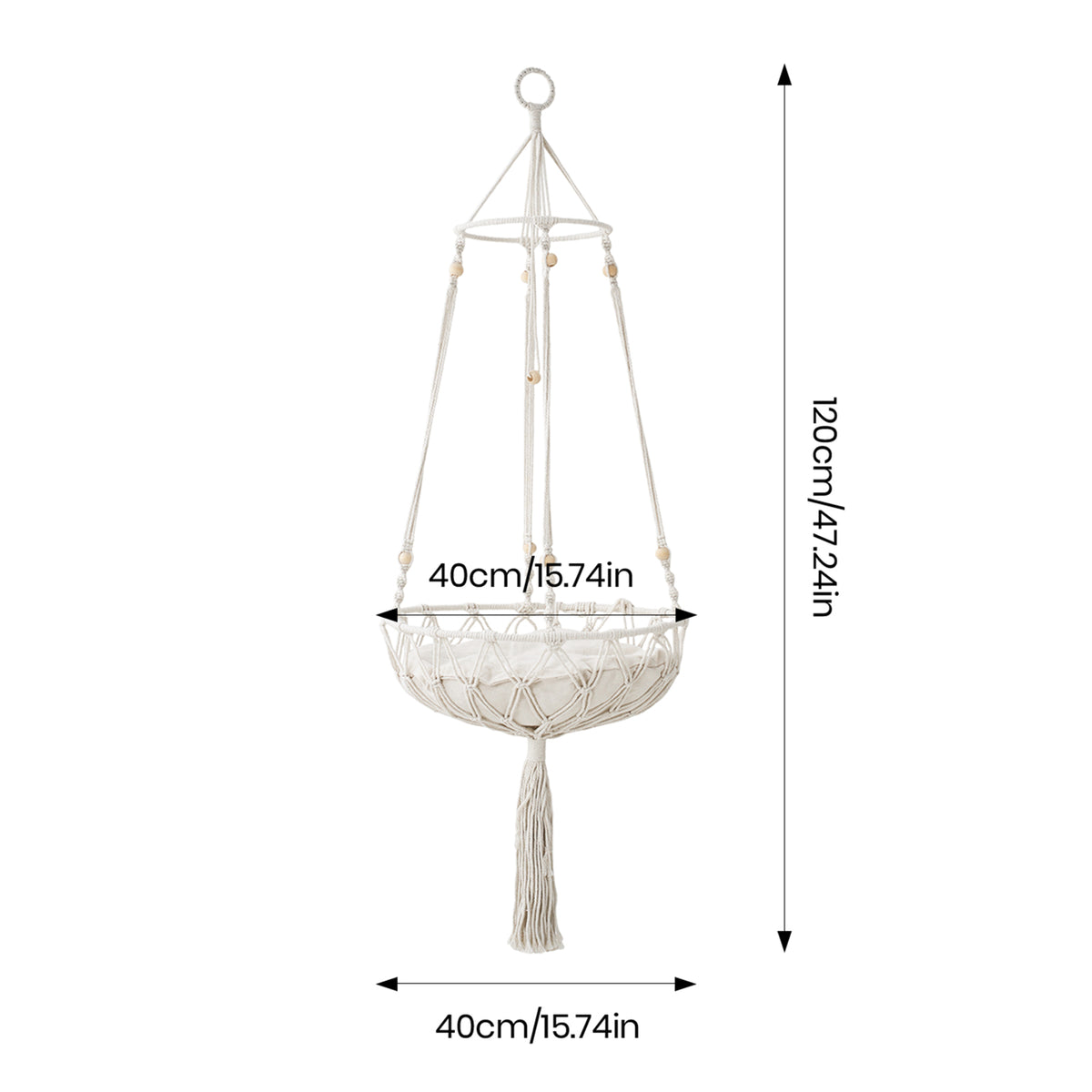 Bohemian Style Handwoven Cat Hammock Cat Bed with Soft Cushion