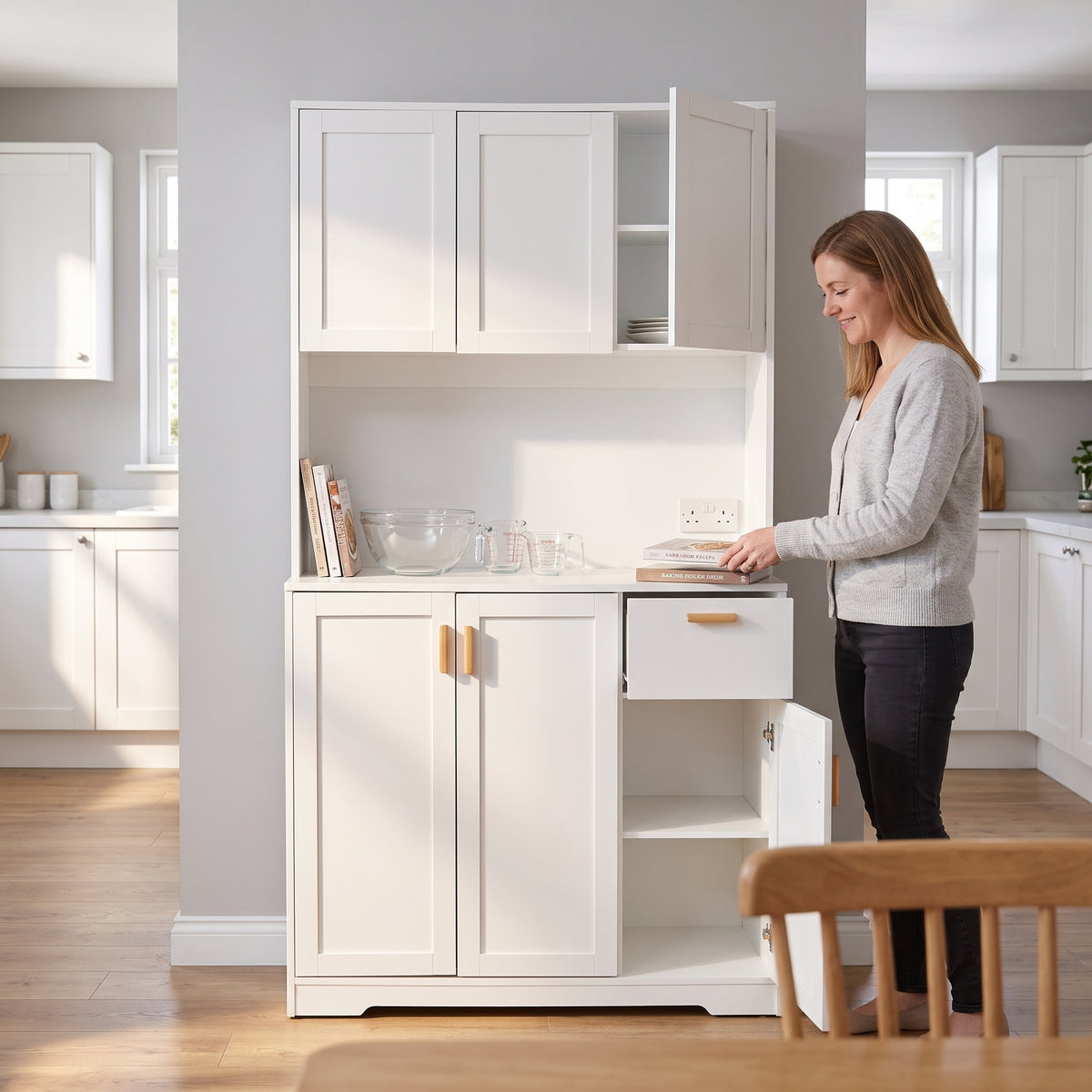 Tall Sideboard Storage Cabinet with LED Lights