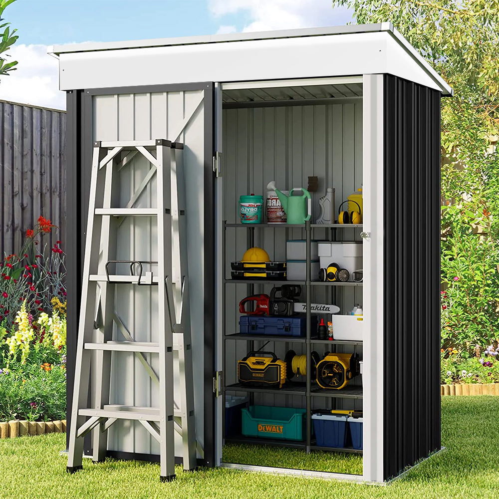3X5FT Outdoor Metal Garden Storage Shed with Shelves