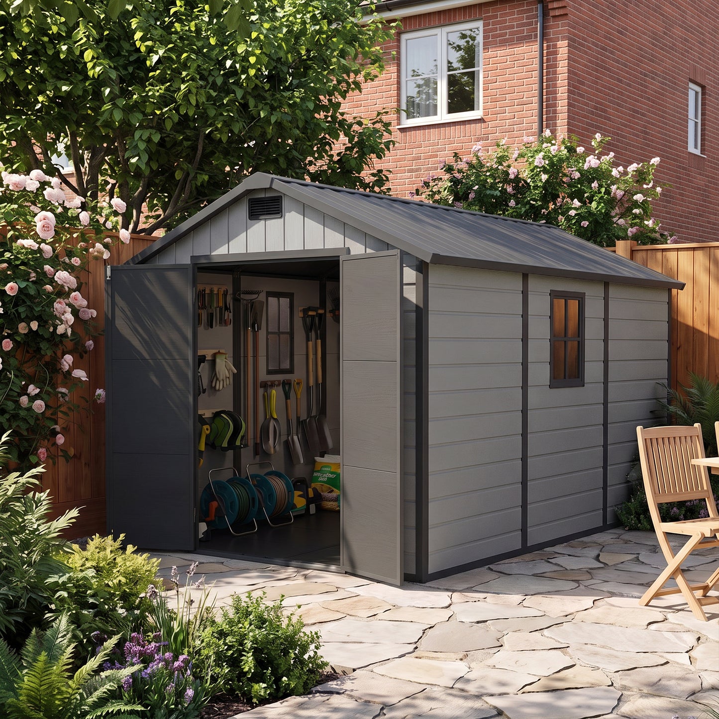8X12FT Outdoor Aluminum & PP Storage Shed