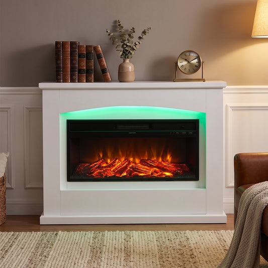 120cm W Electric Fireplace Mantel with 7 Multi-Color Flames