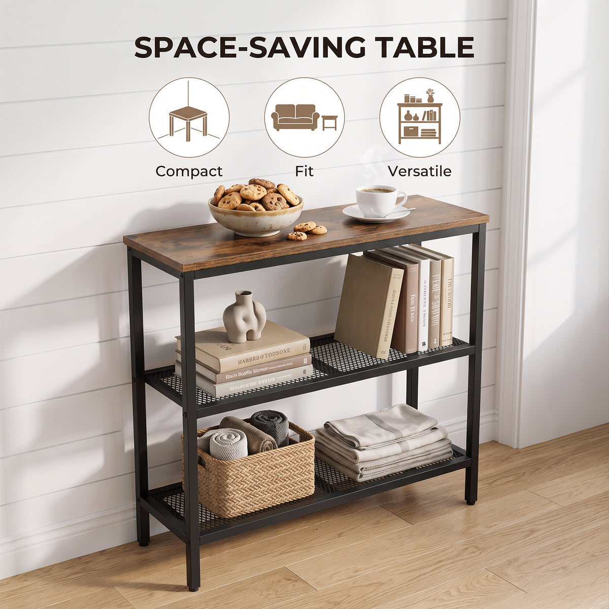3-Tier Industrial Console Table