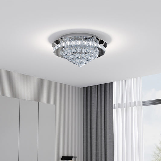 Crystal Round Crystal-droplets LED Semi Flush Mount Ceiling Light