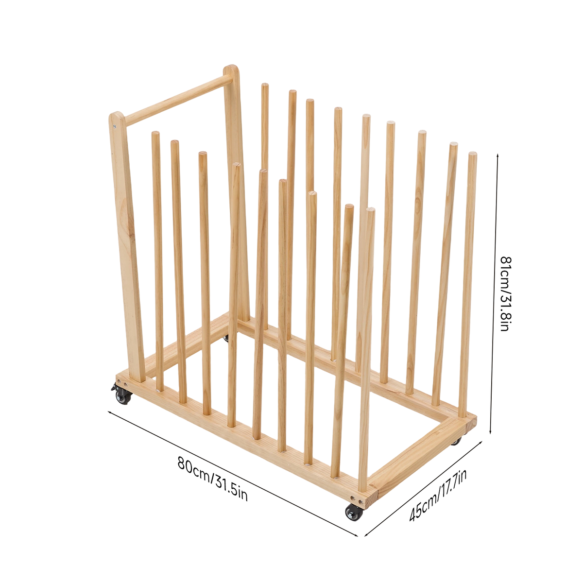 9 Slots Wooden Canvas Art Storage Rack with Castors