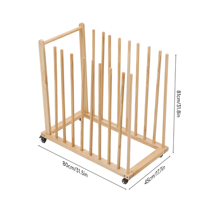 9 Slots Wooden Canvas Art Storage Rack with Castors