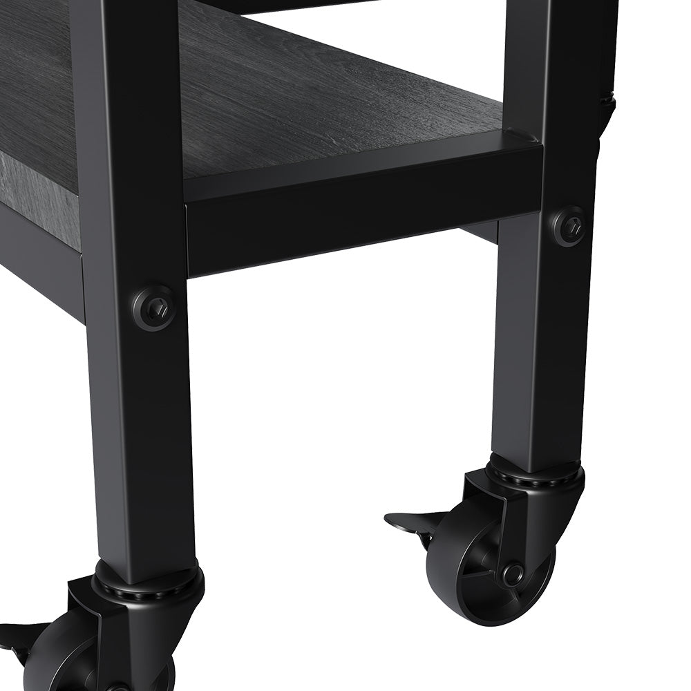 Folding Dining Table with Wheels and Storage Shelves