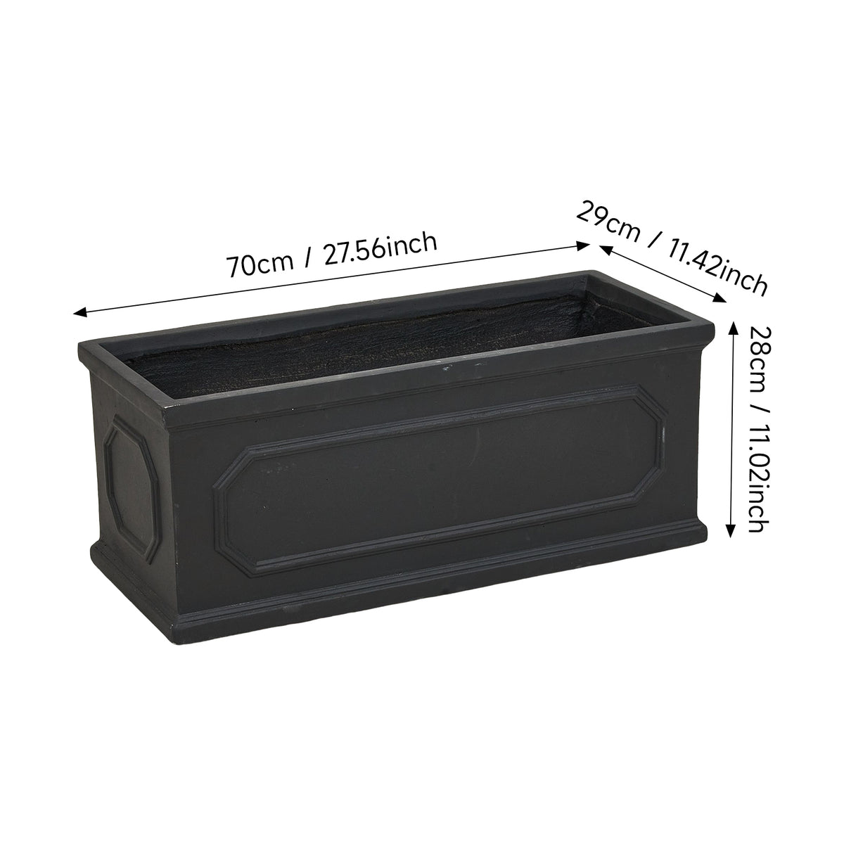 70cm Black Cement Flower Pot