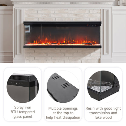 Recessed and Freestanding Electric Fireplace with Remote Control