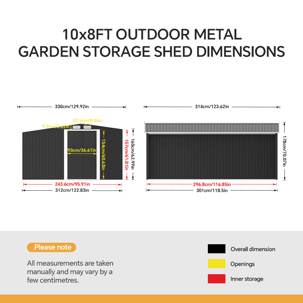 Metal Garden Storage Shed with Apex Roof & Integrated Log Store
