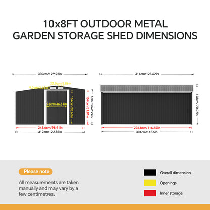 Metal Garden Storage Shed with Apex Roof & Integrated Log Store