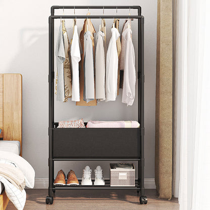 Double Rod Metal Clothes Rack on Wheels