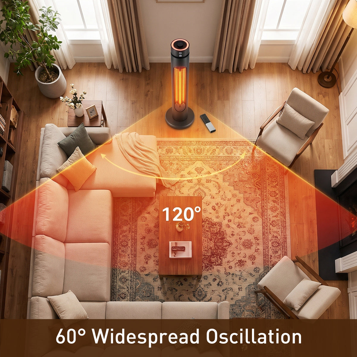 2000W Freestanding Infrared Patio Heater with Remote Control IP45 Rated