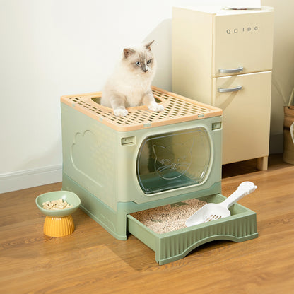 Foldable Cat Litter Box Top Entry Anti-Splashing Cat Toilet