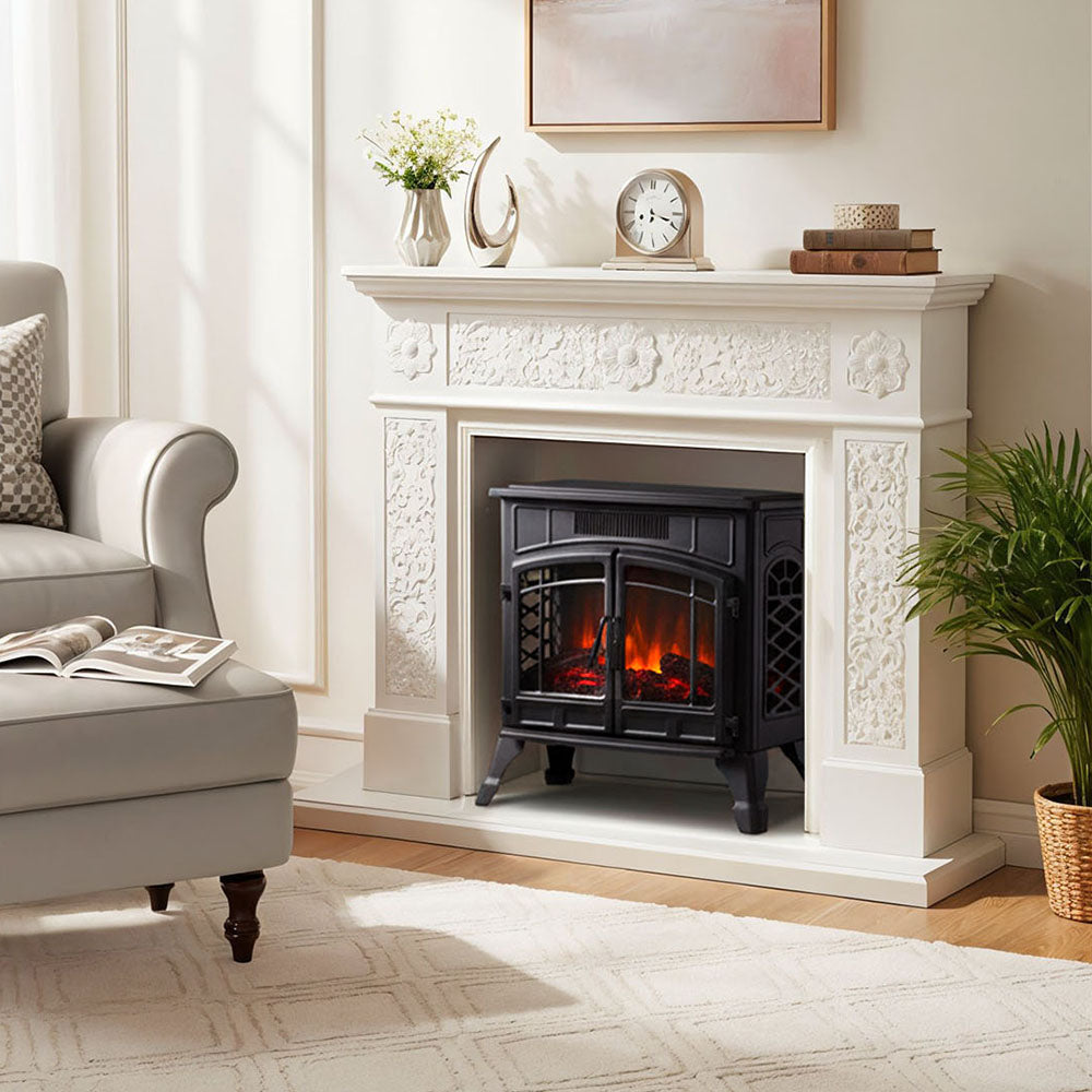 Freestanding Electric Fireplace Heater with Remote Control
