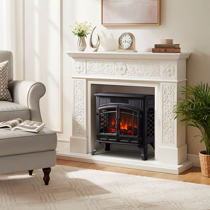 Freestanding Electric Fireplace Heater with Remote Control