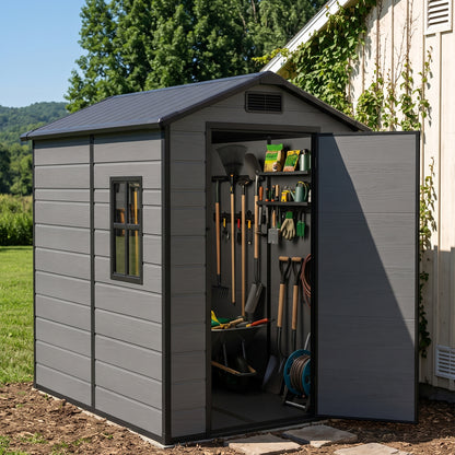 4x6 FT Outdoor Garden Plastic Storage Shed
