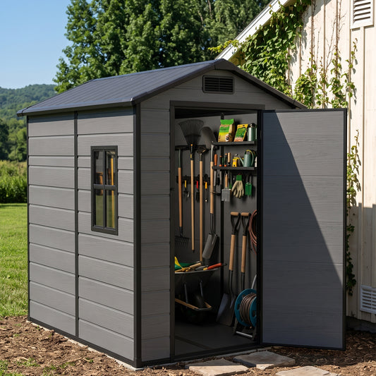 4 x 6 ft Plastic Garden Storage Shed with Apex Roof