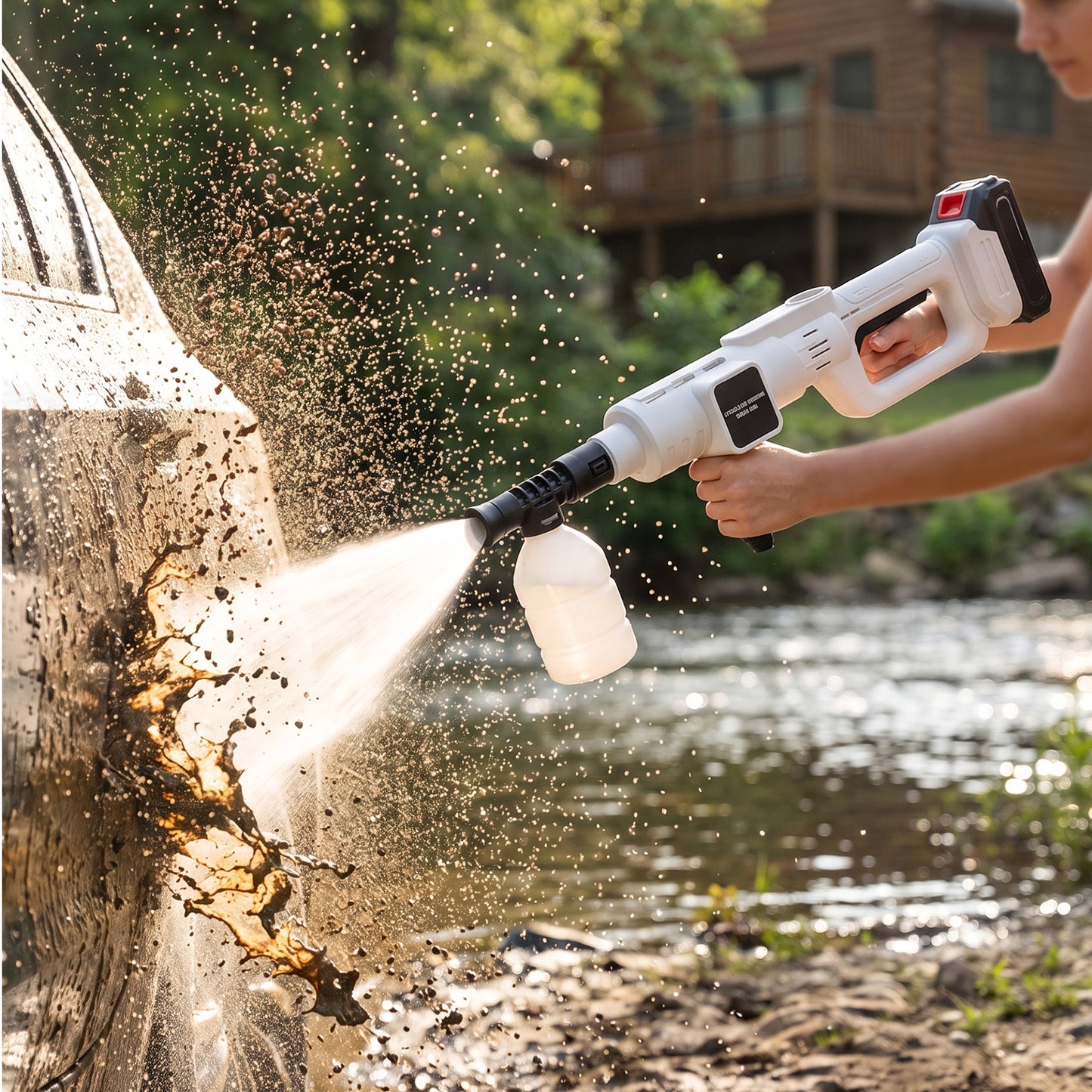 21V Cordless Handheld Pressure Washer Cleaner with 2 Batteries
