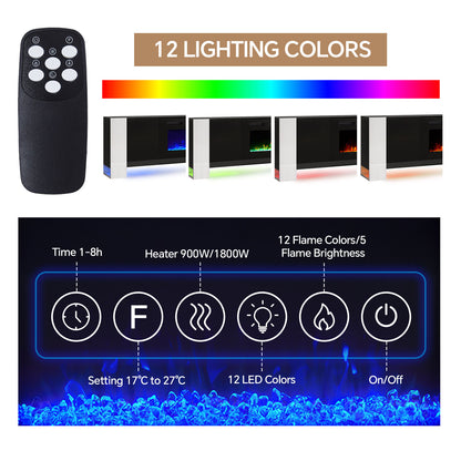 Recessed Electric Fireplace TV Stand with Remote Control