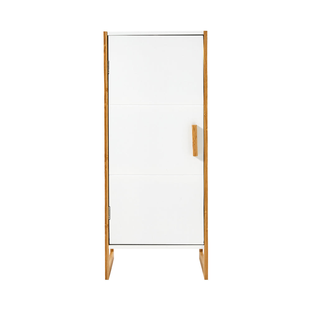 Single-door Freestanding Bamboo Frame MDF Bathroom Cabinet