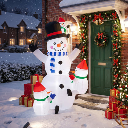 2.1m Christmas Inflatable Snowman Family with LED Lights