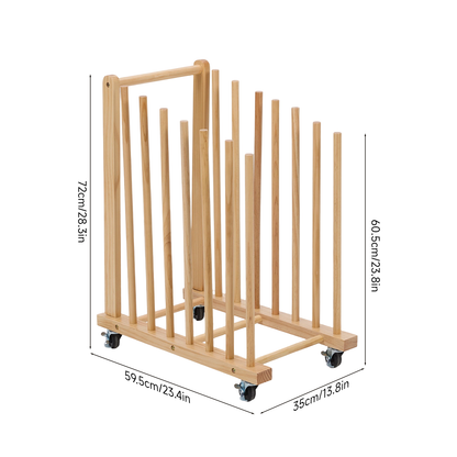 7 Slots Wooden Canvas Art Storage Rack with Castors