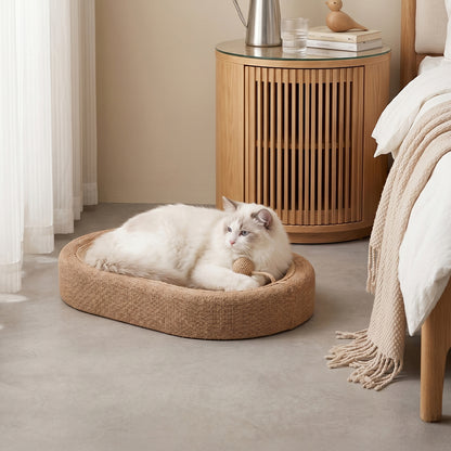 2-in-1 Oval Cat Scratcher & Bed