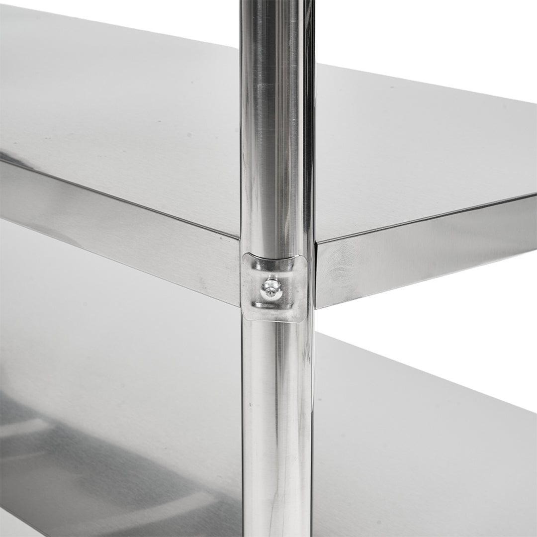 3-Tier Stainless Steel Prep Table with Smooth Castors and Adjustable Feet